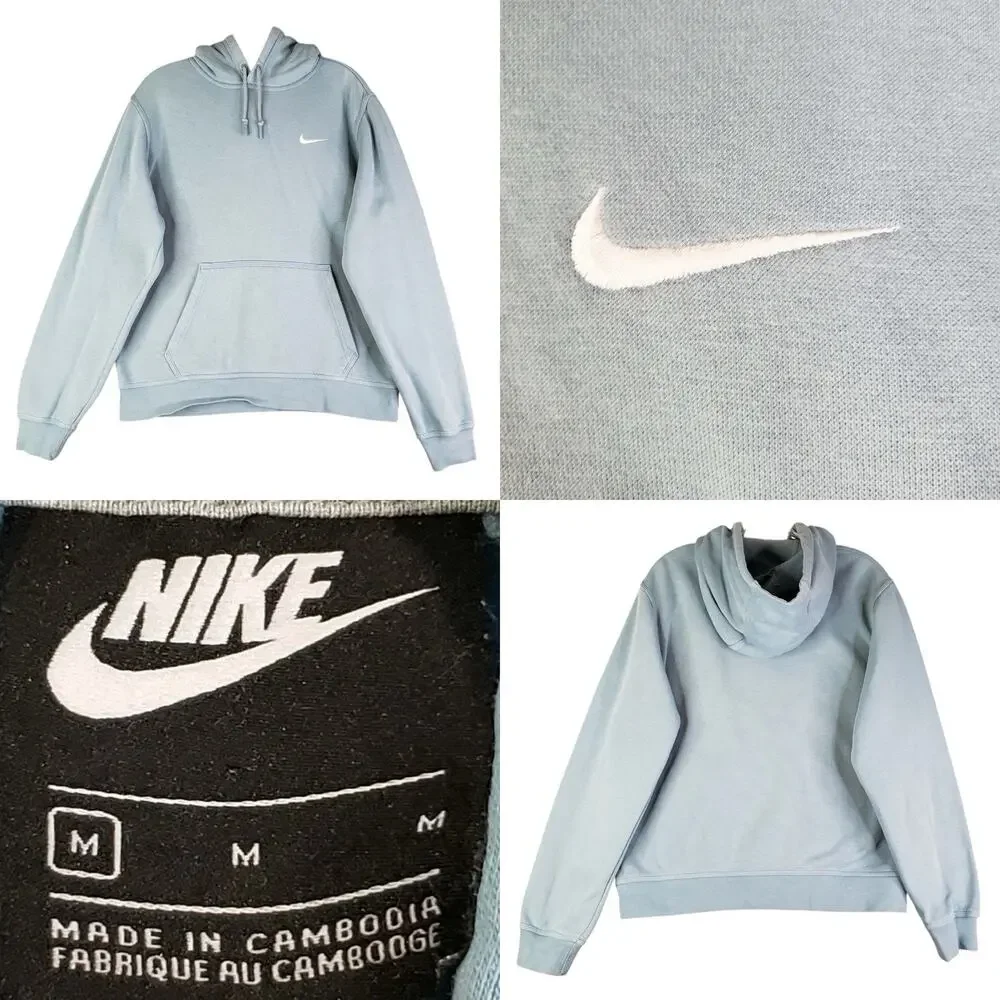 Nike Hoodie Sweatshirt Carolina Blue Mens Size Medium Cotton Pullover Cotton
